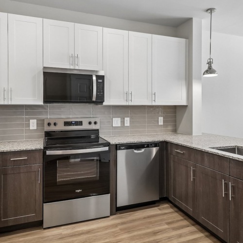 Well-lit kitchen with ample counter space