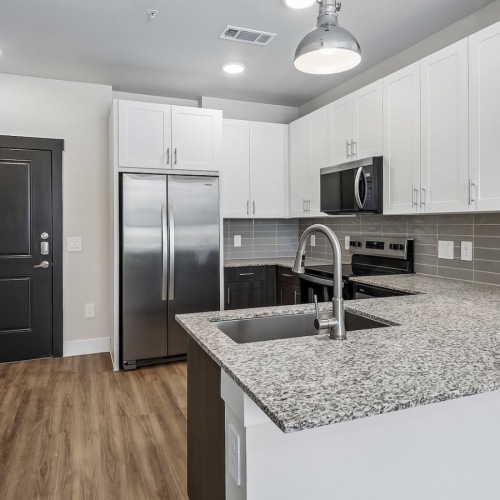 Well-lit kitchen with ample counter space