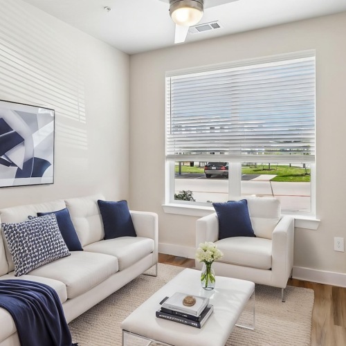 Open space living area with natural lighting