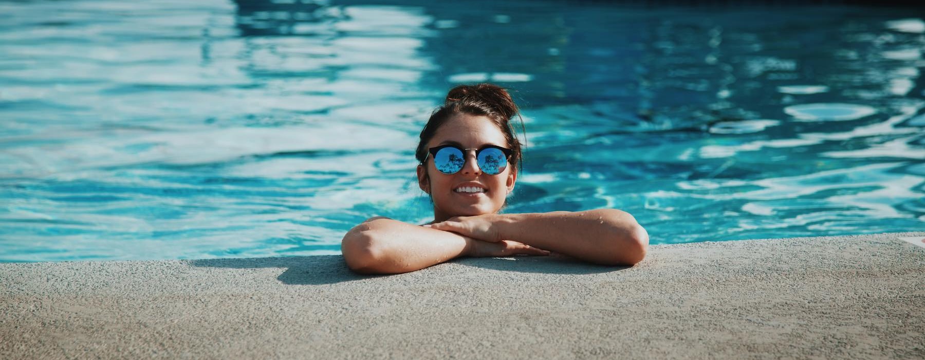 a woman in a swimming pool
